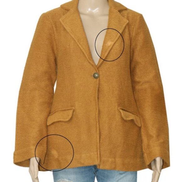 Maeve Knit Blazer Jacket Anthropologie Long Sleeve Button Coat Mustard - Picture 4 of 6